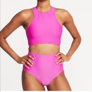 Textured High-Neck Swim Top & bottom for Women